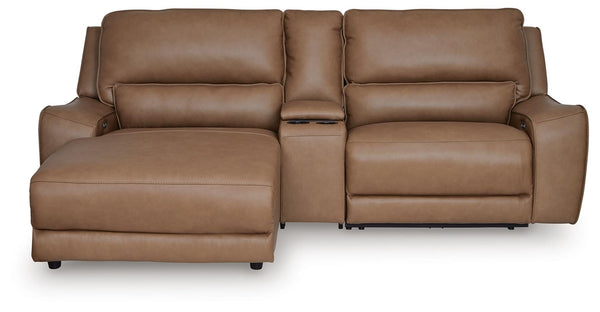 DeepWakes P2 3-Piece Power Reclining Leather Zero Gravity Sectional with Chaise Caramel