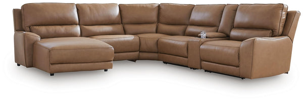 DeepWakes P2 6-Piece Power Reclining Leather Zero Gravity Sectional with Chaise Caramel