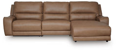 DeepWakes P2 3-Piece Reclining Leather Zero Gravity Sofa Chaise Caramel
