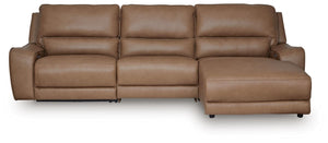 DeepWakes P2 3-Piece Reclining Leather Zero Gravity Sofa Chaise Caramel