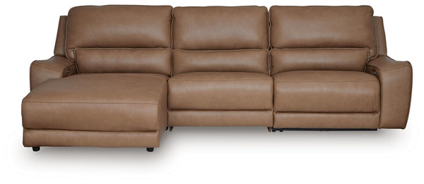 DeepWakes P2 3-Piece Reclining Leather Zero Gravity Sofa Chaise Caramel