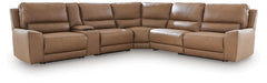 DeepWakes P2 6-Piece Reclining Leather Zero Gravity Sectional with Storage Console Caramel