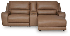 DeepWakes P2 3-Piece Power Reclining Leather Zero Gravity Sectional with Chaise Caramel