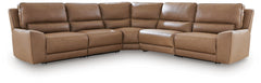 DeepWakes P2 5-Piece Power Reclining Leather Zero Gravity Sectional Caramel