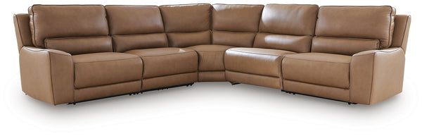 DeepWakes P2 5-Piece Power Reclining Leather Zero Gravity Sectional Caramel