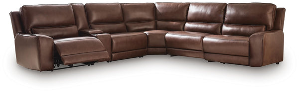 DeepWakes P2 6-Piece Reclining Leather Zero Gravity Sectional with Storage Console Canyon