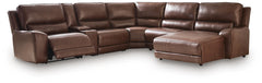 DeepWakes P2 6-Piece Power Reclining Leather Zero Gravity Sectional with Chaise Canyon