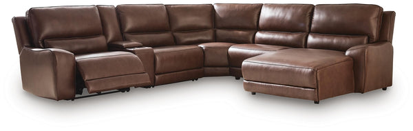 DeepWakes P2 6-Piece Power Reclining Leather Zero Gravity Sectional with Chaise Canyon