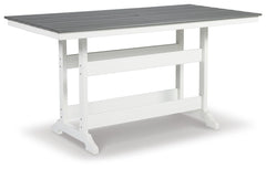 Transville Outdoor Counter-Height Dining Table with Umbrella Option Gray/White
