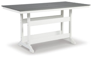 Transville Outdoor Counter-Height Dining Table with Umbrella Option Gray/White