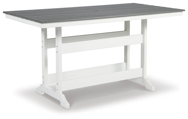 Transville Outdoor Counter-Height Dining Table with Umbrella Option Gray/White