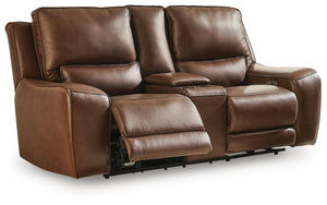 DeepWakes Zero Gravity P2 Power Leather Reclining Adjustable Headrest Console Loveseat Canyon