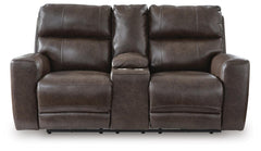 Crossplex Zero Gravity P2 Power Leather Reclining Adjustable Headrest Console Loveseat Smoke