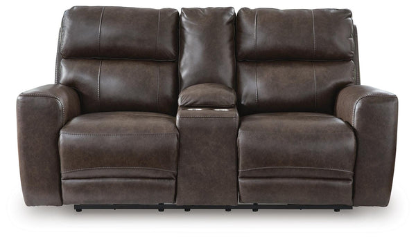 Crossplex Zero Gravity P2 Power Leather Reclining Adjustable Headrest Console Loveseat Smoke