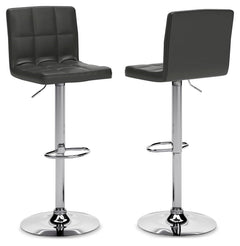 Bellatier Modern Quarters Adjustable Height Upholstered Bar Swivel Stool Black/Chrome Finish