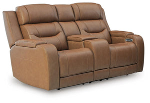 Knightington Zero Gravity P3 Power Leather Reclining Loveseat with Audio Seating Caramel