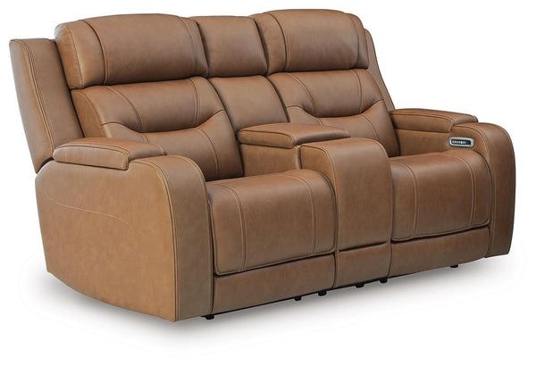 Knightington Zero Gravity P3 Power Leather Reclining Loveseat with Audio Seating Caramel