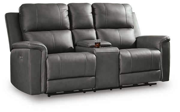 Bleckley Zero Gravity P2 Power Leather Reclining Adjustable Headrest Console Loveseat Anchor