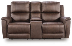 Bleckley Zero Gravity P2 Power Leather Reclining Adjustable Headrest Console Loveseat Espresso