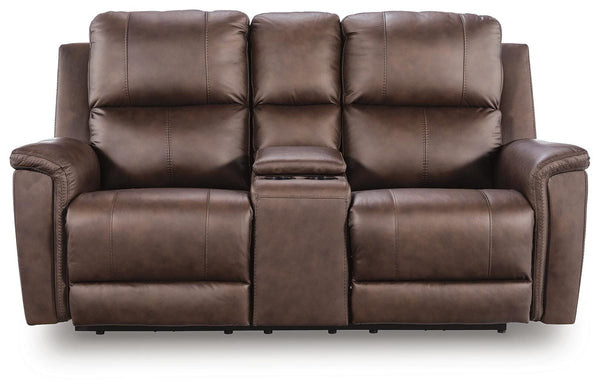 Bleckley Zero Gravity P2 Power Leather Reclining Adjustable Headrest Console Loveseat Espresso