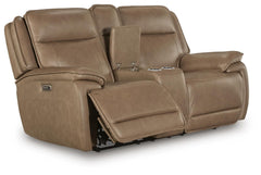 Glencroft Zero Gravity P2 Power Leather Reclining Adjustable Headrest Console Loveseat Sahara