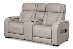Boyington Zero Gravity P2 Power Leather Reclining Adjustable Headrest Console Loveseat Gray