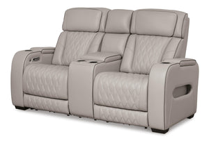 Boyington Zero Gravity P2 Power Leather Reclining Adjustable Headrest Console Loveseat Gray