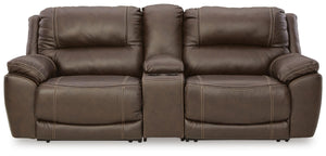 Dunleith P2 Zero Gravity 3-Piece Power Reclining Leather Console Loveseat With Adjustable Head & Foot & USB Chocolate