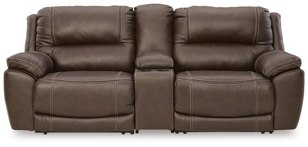 Dunleith P2 Zero Gravity 3-Piece Power Reclining Leather Console Loveseat With Adjustable Head & Foot & USB Chocolate