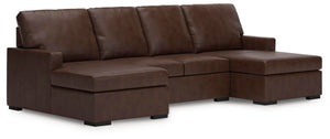 McDowlan 3-Piece Leather Stationary Sectional with Double Chaise Coffee