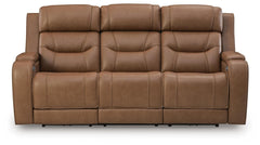 Knightington P3 Power Leather Reclining Zero Gravity Sofa with Audio Seating Caramel