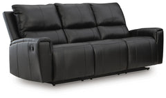 Glossmore Leather Reclining Sofa Black