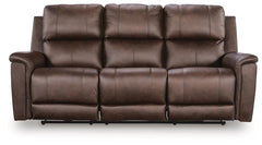 Bleckley Power Adjustable Headrest Leather Reclining Sofa Espresso