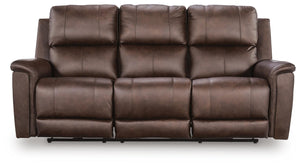 Bleckley Power Adjustable Headrest Leather Reclining Sofa Espresso