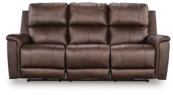 Bleckley Power Adjustable Headrest Leather Reclining Sofa Espresso