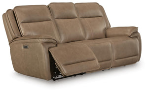 Glencroft P2 Power Leather Reclining Zero Gravity Sofa with Adjustable Headrest & USB Sahara