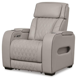 Boyington Zero Gravity P2 Dual-Power Adjustable Headrest Leather Heat Massage Recliner Gray