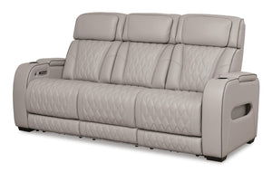 Boyington P2 Power Adjustable Headrest Leather Reclining Zero Gravity Sofa Gray