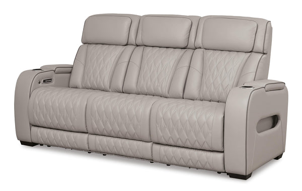 Boyington P2 Power Adjustable Headrest Leather Reclining Zero Gravity Sofa Gray