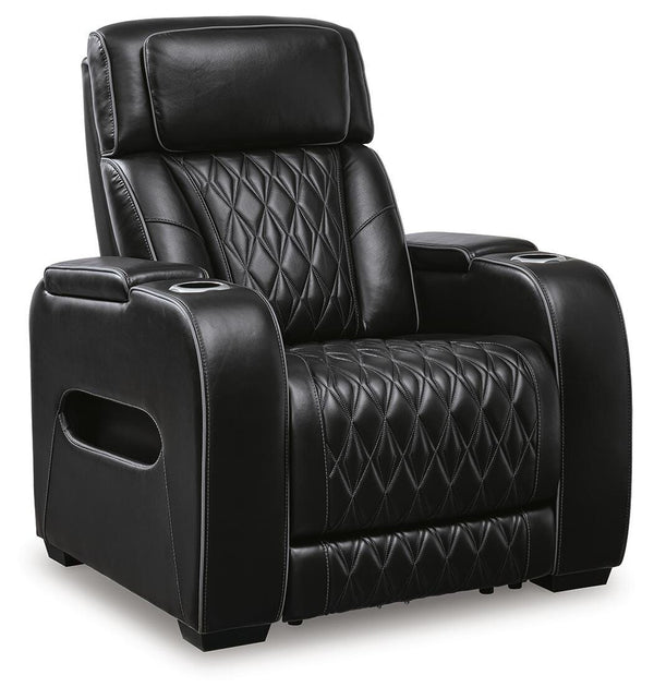 Boyington Zero Gravity P2 Dual-Power Adjustable Headrest Leather Heat Massage Recliner Black