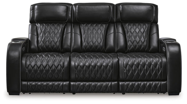 Boyington P2 Power Adjustable Headrest Leather Reclining Zero Gravity Sofa Black