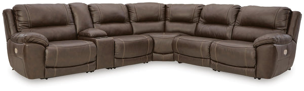 Dunleith P2 6-Piece Power Reclining Leather Zero Gravity Sectional With Adjustable Head & Foot & USB Chocolate