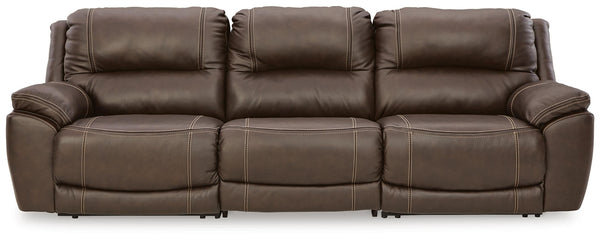 Dunleith 3-Piece Power Reclining Leather Zero Gravity Sofa With Adjustable Head & Foot & USB Chocolate