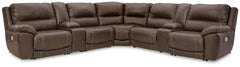 Dunleith 7-Piece Power Reclining Leather Zero Gravity Sectional With Adjustable Head & Foot & USB Chocolate
