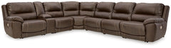 Dunleith 7-Piece Power Reclining Leather Zero Gravity Sectional Chocolate