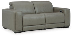 Correze 2-Piece Power Reclining Leather Sectional With Adjustable Head & Foot & USB Gray