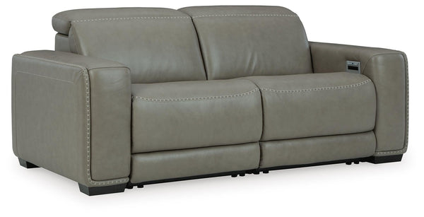 Correze 2-Piece Power Reclining Leather Sectional With Adjustable Head & Foot & USB Gray