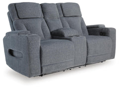 Studio Cave P2 Power Reclining Adjustable Headrest Console Loveseat Steel