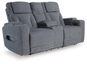 Studio Cave P2 Power Reclining Adjustable Headrest Console Loveseat Steel
