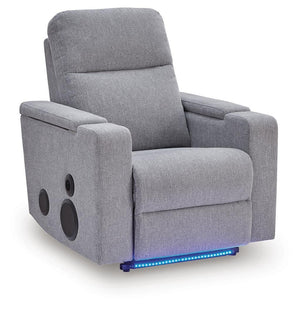 Pineland Power Glider Recliner with Audio System Pewter